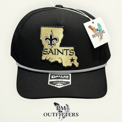 New Orleans Saints hat laser perforated side panel black rope Dallas 804