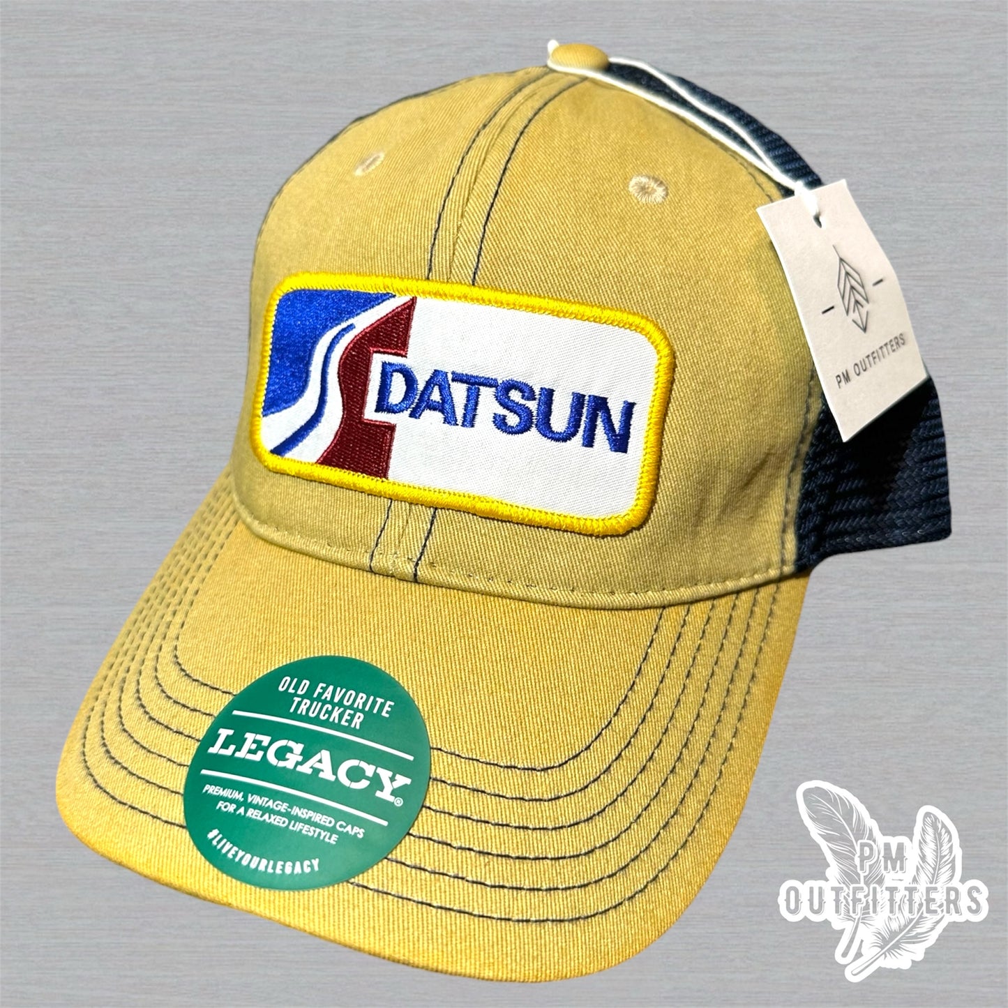 Vintage Datsun Trucker Hat - Tan & Navy Legacy Old Favorite