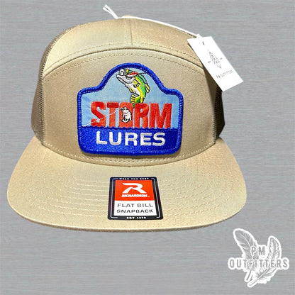 Khaki and Loden Richardson 168 Seven-Panel Trucker Hat with Storm Lures Embroidered Patch