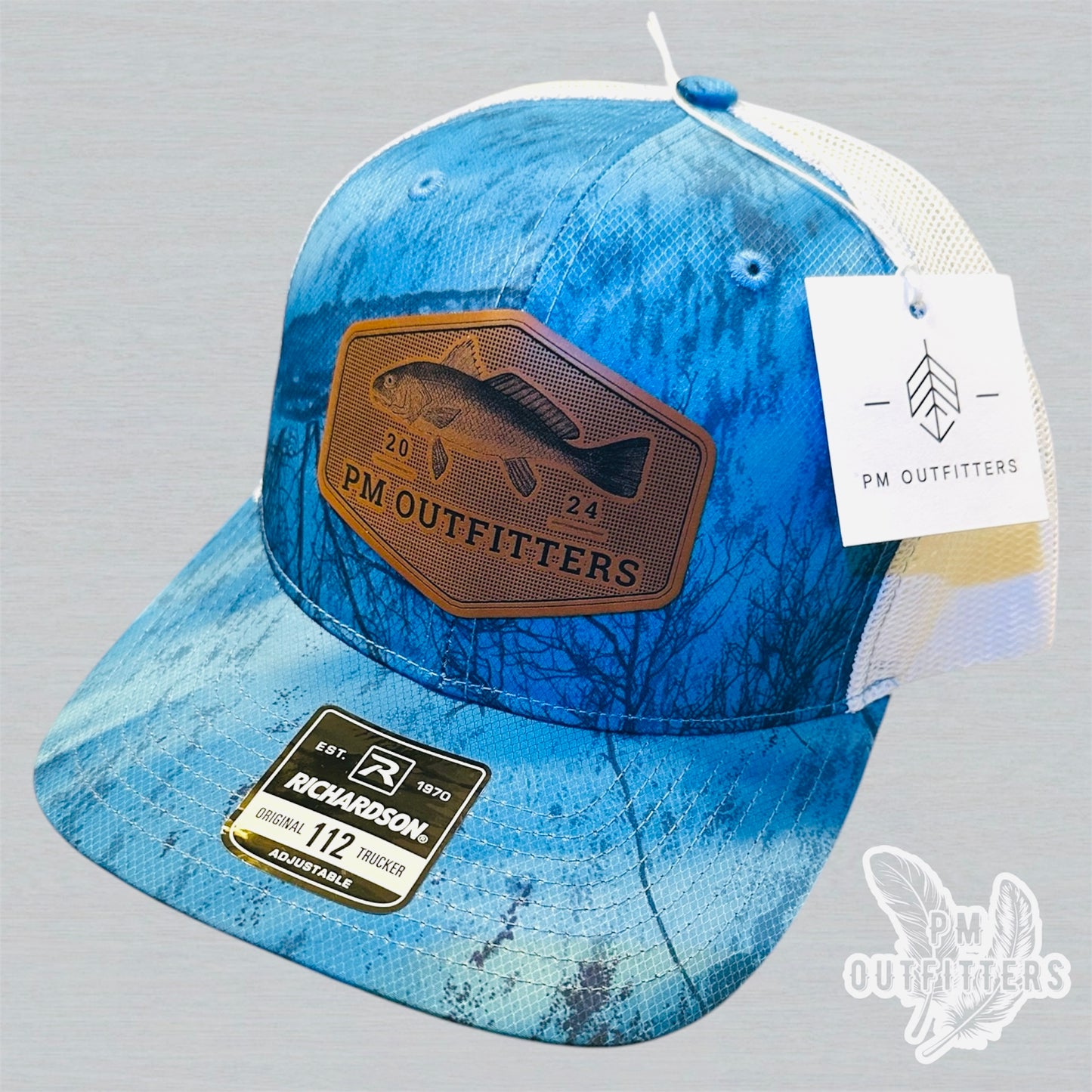 PM Outfitters Custom Logo Redfish Patch | Realtree Fishing Richardson 112 Trucker Hat