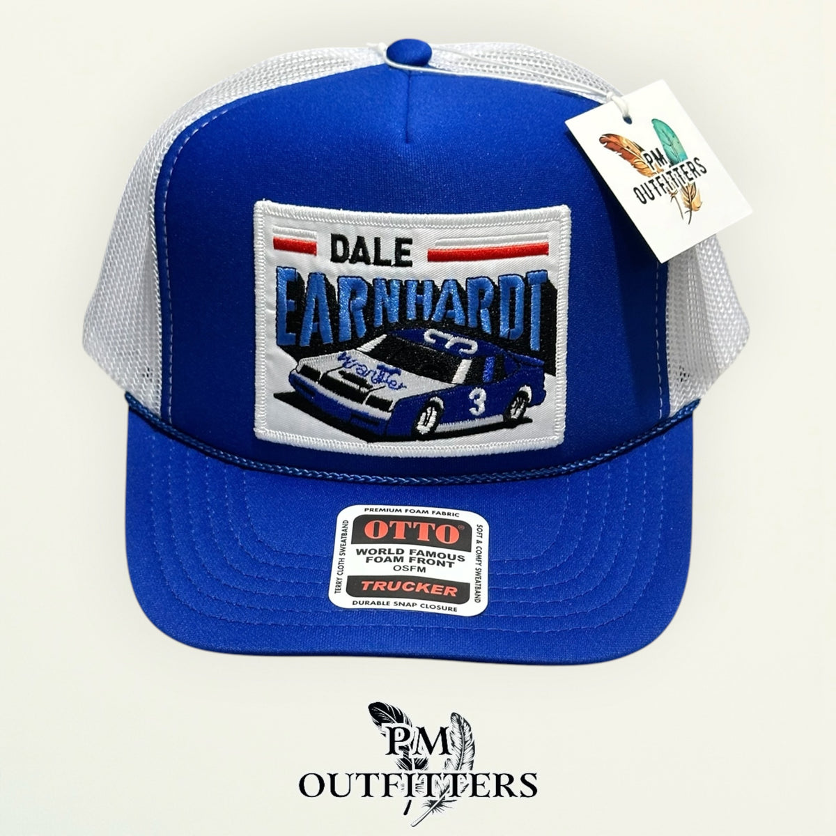 Dale Earnhardt Wrangler trucker hat white mesh back Otto foam front rope