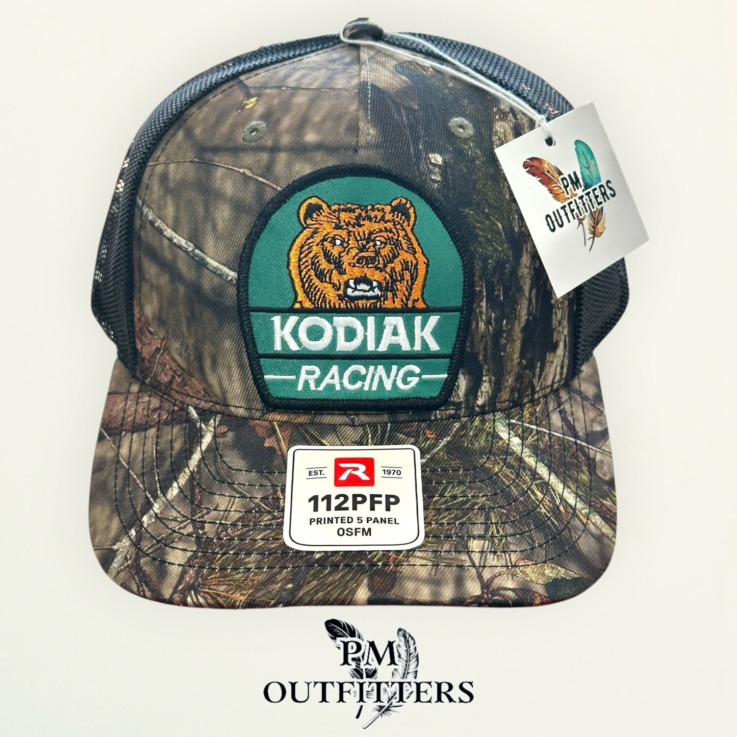 Kodiak Racing Trucker Hat – PM Outfitters Bear Patch | Richardson 112 Mossy Oak Country DNA Camo