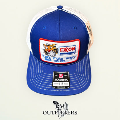 Exxon Tiger Trucker Hat - PM Outfitters Retro Patch | Richardson 112 Royal Blue White