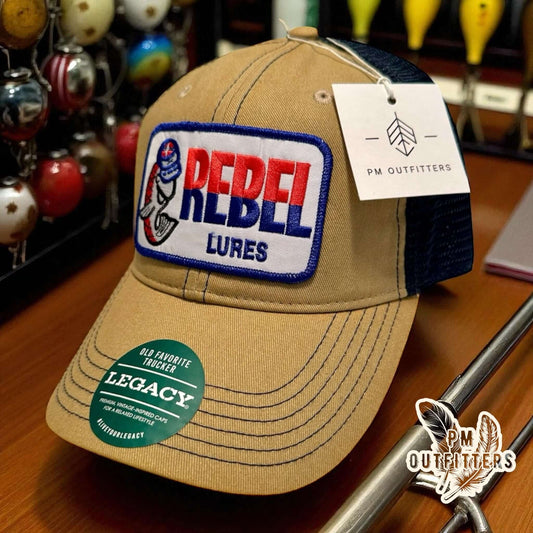 Rebel Lures Fishing Vintage Patch Low Profile Trucker Hat
