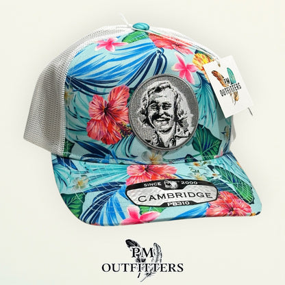 Jimmy Buffett Embroidered Patch Hat – Pitbull Cambridge PB310 Mint Floral 5-panel Trucker | PM Outfitters