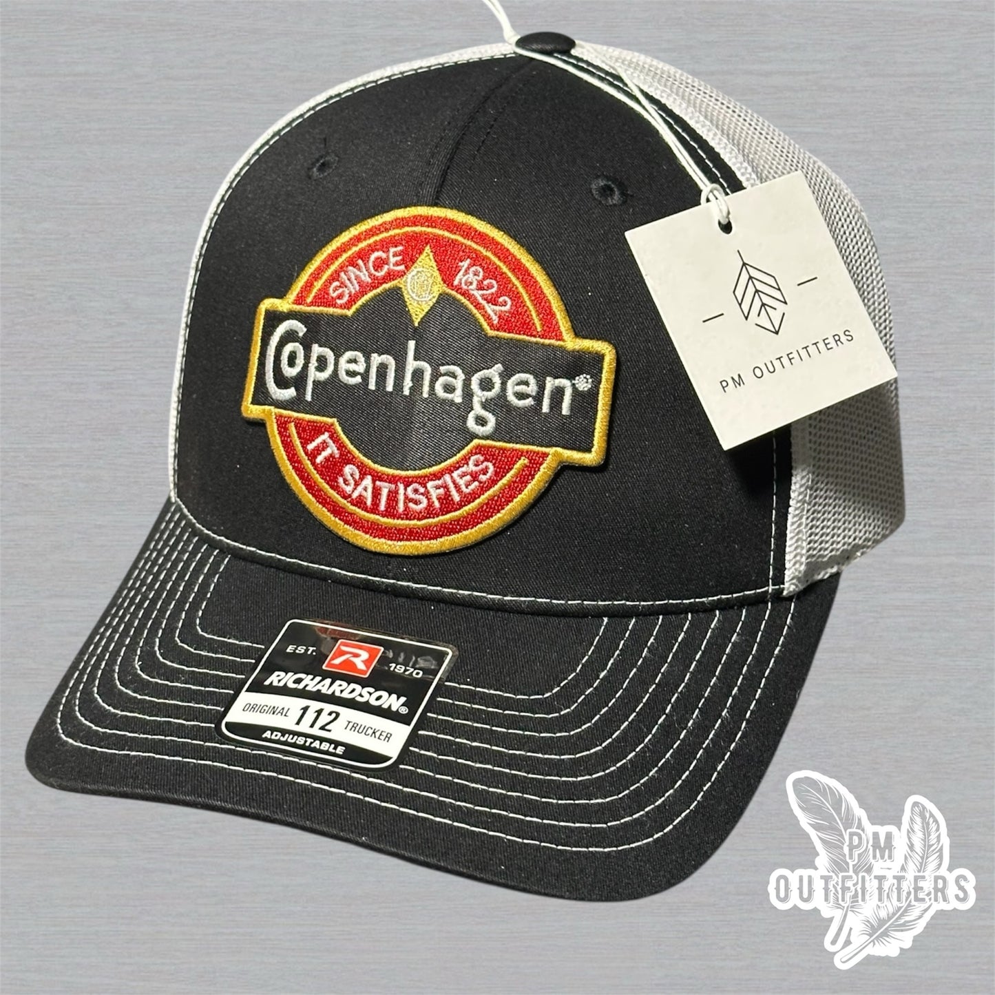 Black & White Richardson 112 Trucker Hat with Copenhagen Vintage Patch