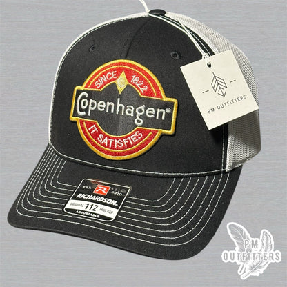 Black & White Richardson 112 Trucker Hat with Copenhagen Vintage Patch