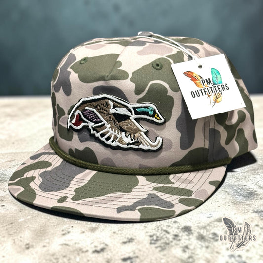 PM Outfitters Mallard Duck rope hat Marsh Duck camo Richardson 256 die-cut embroidered patch
