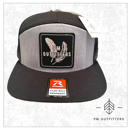 PM Outfitters 2-feather Silver Logo Patch 7-Panel Trucker Hat