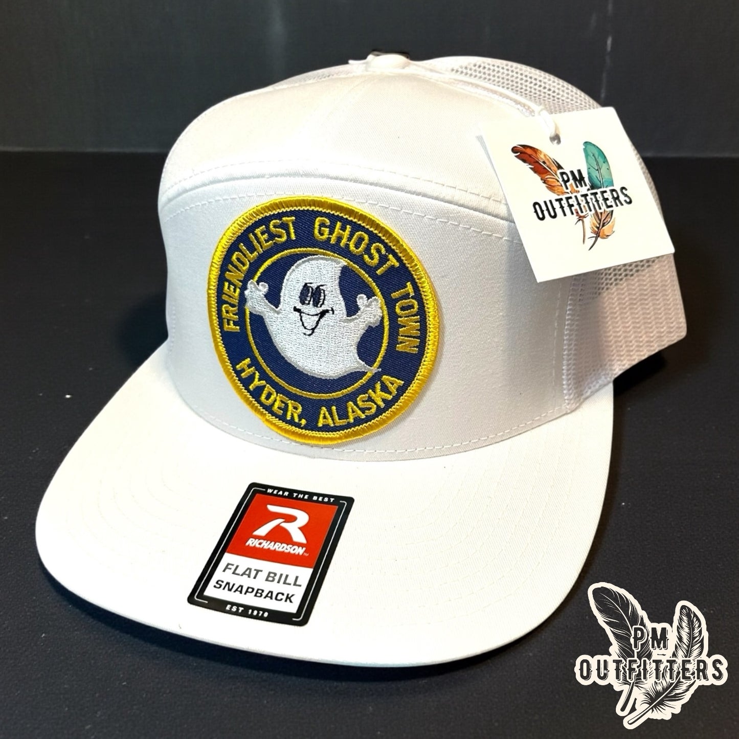 Vintage Hyder Alaska Friendliest Ghost Town Patch Trucker Hat - Richardson 168 White