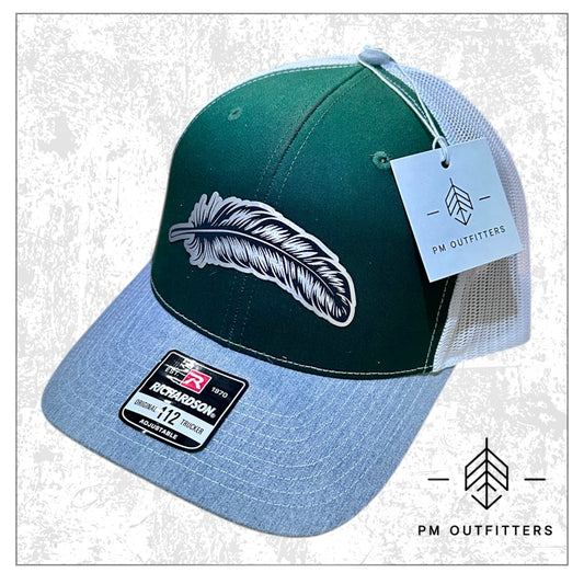 PM Outfitters Silver Signature Feather Tri-Color Trucker Hat