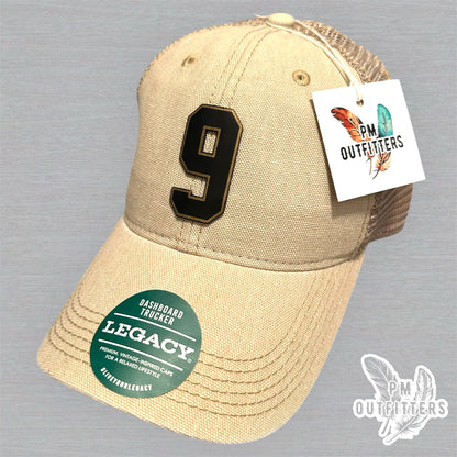 Drew Brees #9 Hall of Fame Hat - PM Outfitters Laser Engraved | Legacy Trucker Tan Saints