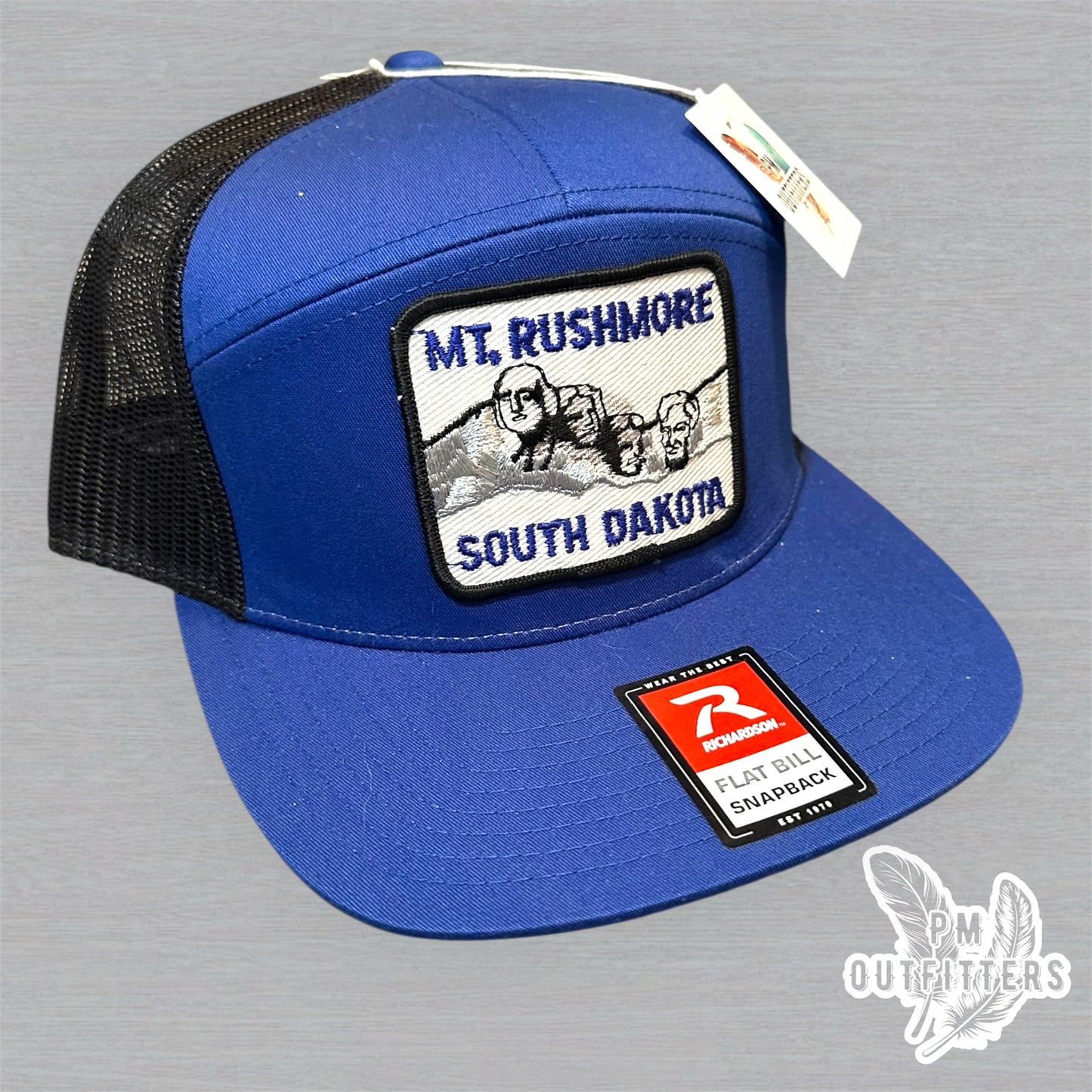 Vintage Mount Rushmore Patch Trucker Hat - Richardson 168 Blue Black