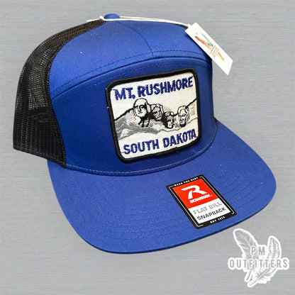 Vintage Mount Rushmore Patch Trucker Hat - Richardson 168 Blue Black