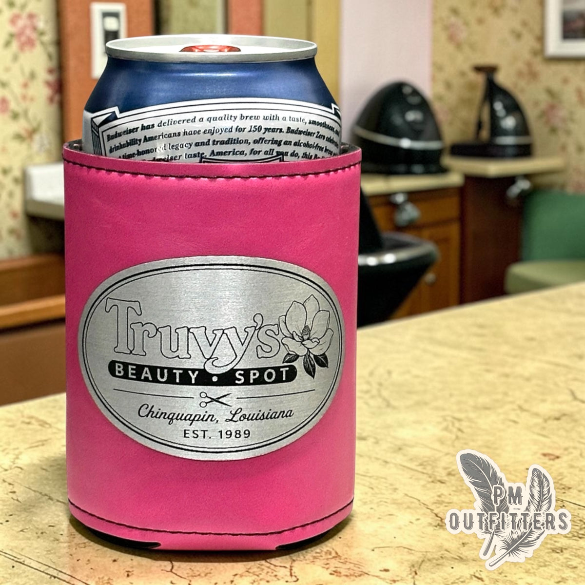 PM Outfitters Laser Engraved Truvy's Beauty Spot Leatherette Koozie