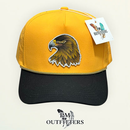 Close-up of the hand-painted Golden Eagle head patch showing brushwork detail, PM Outfitters True Originals