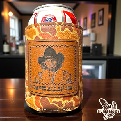 PM Outfitters Custom Laser Engraved David Allan Coe Premium Camouflage Leatherette Can Koozie