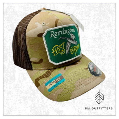 Vintage Remington Firearms “First in the Field” Camo FlexFit Trucker