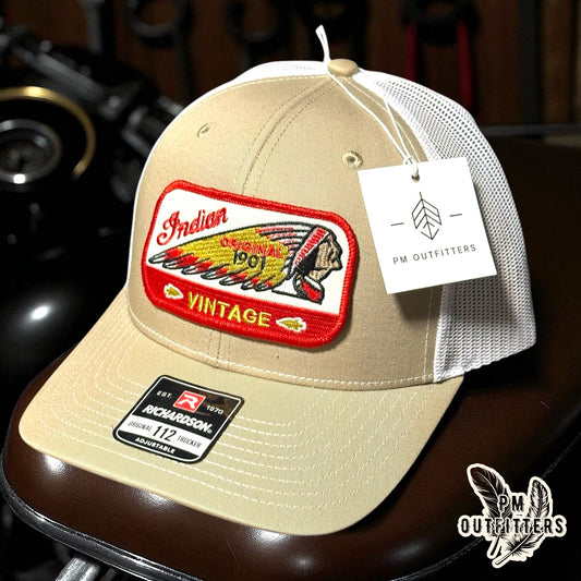 Indian Original Vintage Motorcycle Embroidered Patch Richardson 112 Trucker Hat