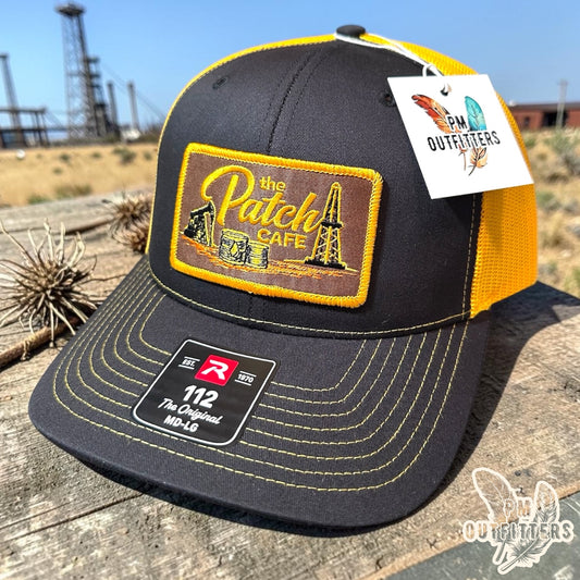 The Patch Cafe Hat | Richardson 112 Black & Gold | Oil Field Americana