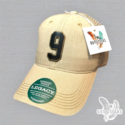 Drew Brees #9 Hall of Fame Hat - PM Outfitters Laser Engraved | Legacy Trucker Tan Saints