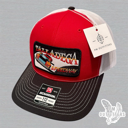Retro Talladega Speedway Patch Richardson 112 Black Red White Trucker Hat
