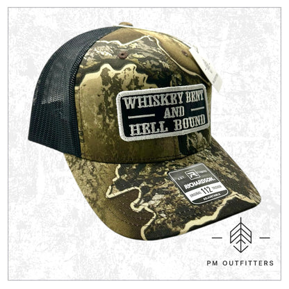 Whiskey Bent and Hell Bound Retro Realtree Excape Camo Trucker Hat