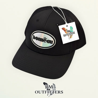 PM Outfitters hang tag Bonneau Over the Top trucker hat