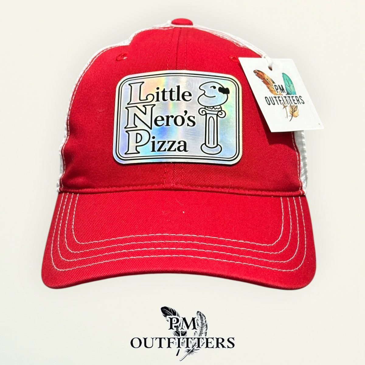 Little Nero's Pizza trucker hat white mesh back Richardson 112