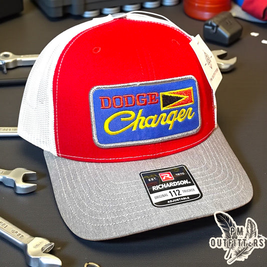 Vintage Dodge Charger Trucker Hat - Red, White & Gray Richardson 112