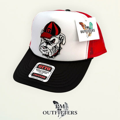 PM Outfitters Georgia Bulldogs retro G-cap patch Otto foam front rope red black white trucker hat