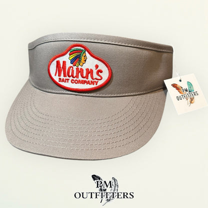 Mann's Bait Company Visor – PM Outfitters Retro Patch | Decky Gray Fishing Tackle Heritage