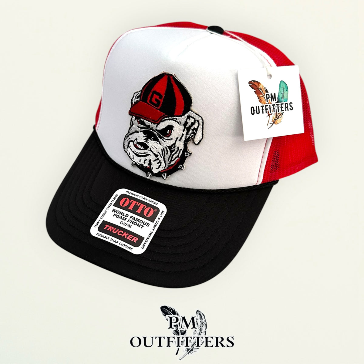 PM Outfitters Georgia Bulldogs retro G-cap patch Otto foam front rope red black white trucker hat
