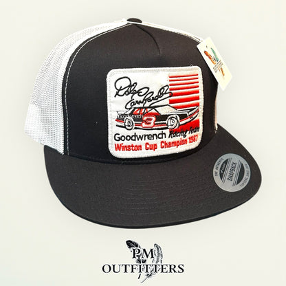 Dale Earnhardt Goodwrench 1987 Winston Cup Champion Trucker Hat — PM Outfitters | Yupoong Flat Bill Black White