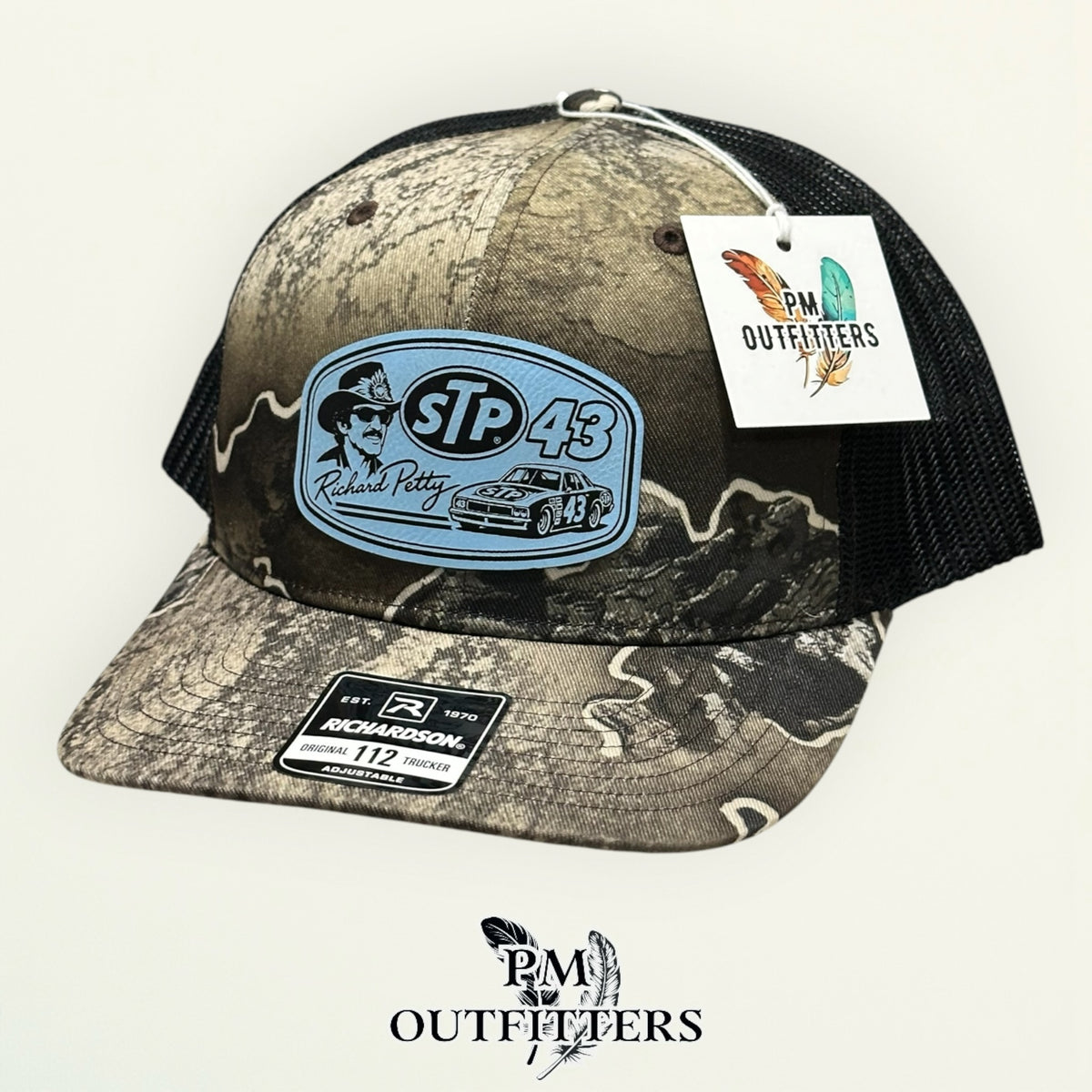 Richard Petty trucker hat black mesh back Realtree Excape camo Richardson 112