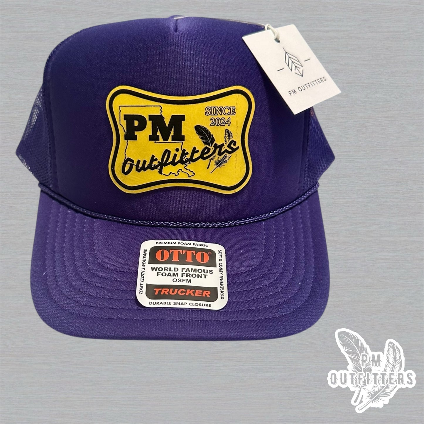 PM Outfitters LSU Logo Design Foam Front Rope Trucker Hat