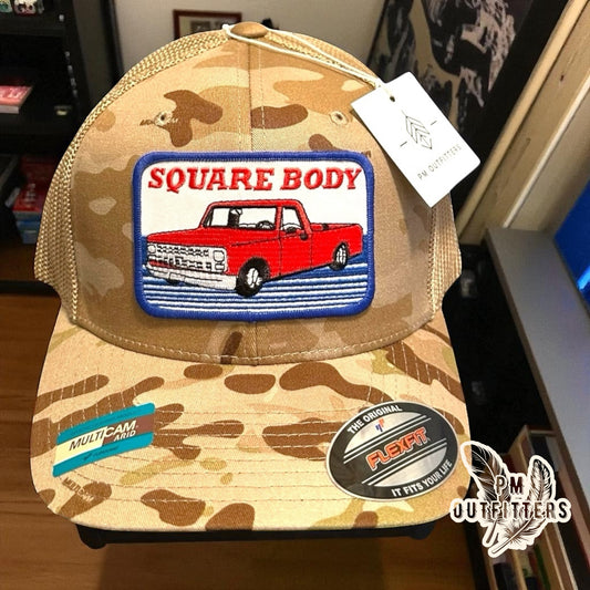 Retro Square Body Chevy Camo FlexFit Trucker Hat