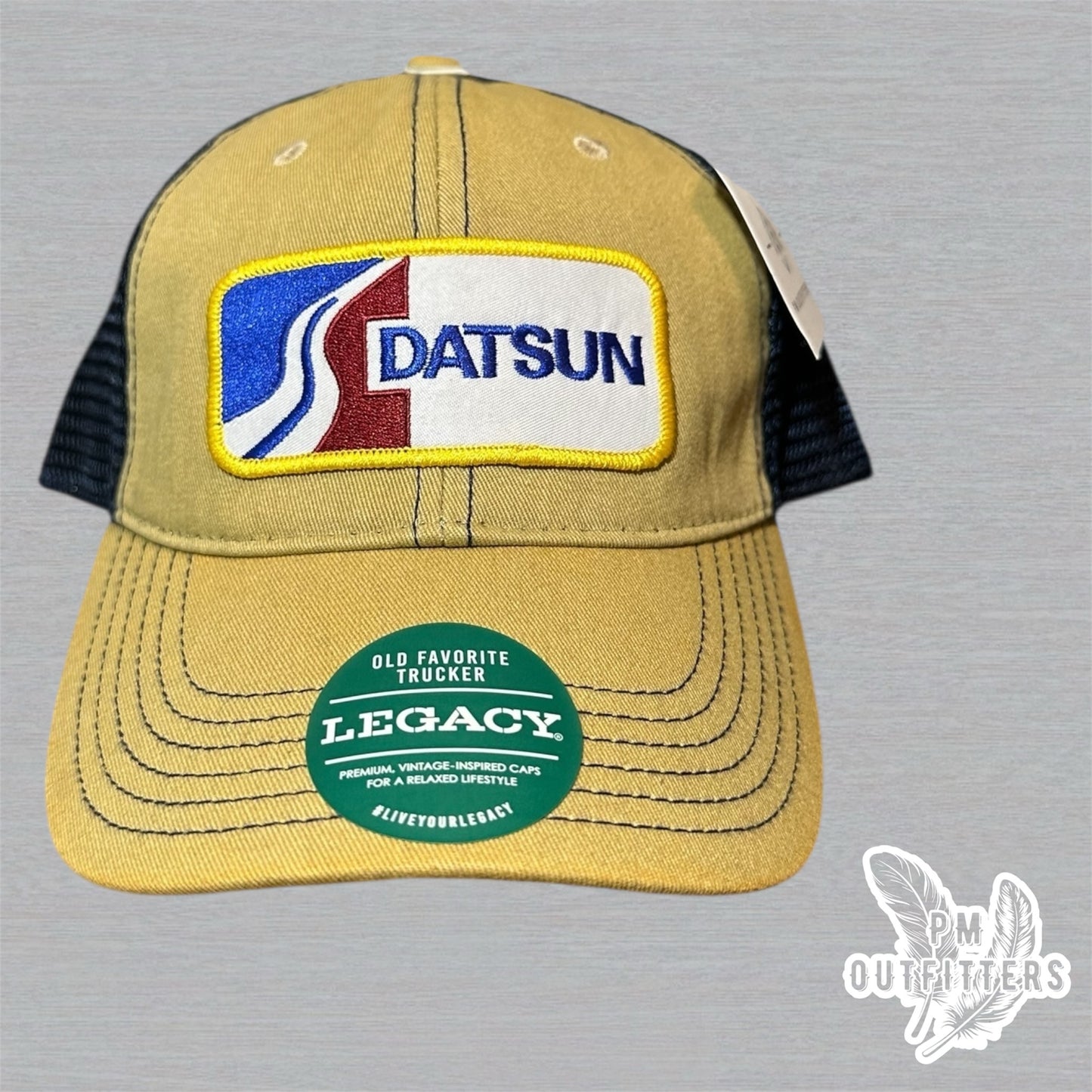 Vintage Datsun Trucker Hat - Tan & Navy Legacy Old Favorite