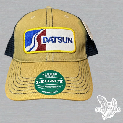 Vintage Datsun Trucker Hat - Tan & Navy Legacy Old Favorite