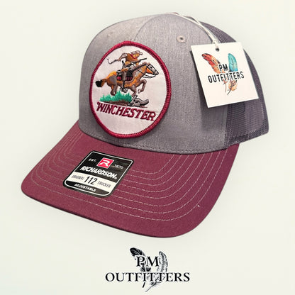 PM Outfitters | Richardson 112 Heather Gray Maroon | Retro Embroidered Patch
