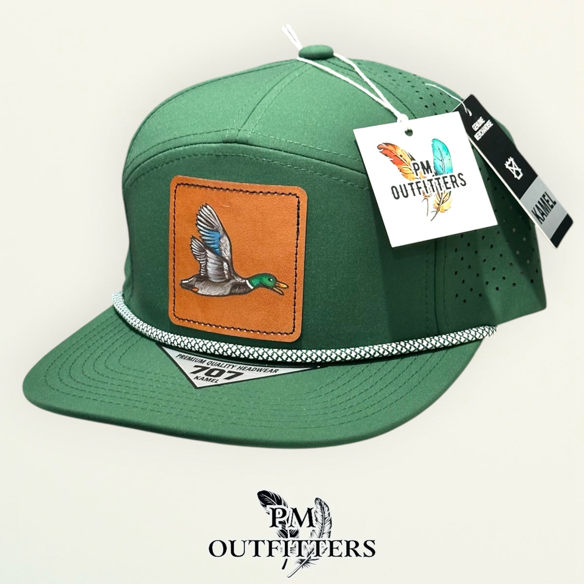 Back of the green Kamel 707 rope cap showing the adjustable snapback closure, PM Outfitters True Originals