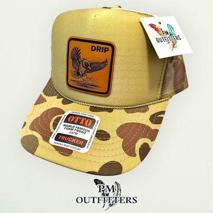 DRIP Mallard Duck Laser Engraved Patch Hat | Otto Foam Rope Trucker Green Camo | PM Outfitters Exclusive Design