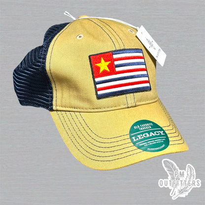 Retro 1861 Louisiana State Flag Patch - Khaki & Navy Legacy Trucker Hat