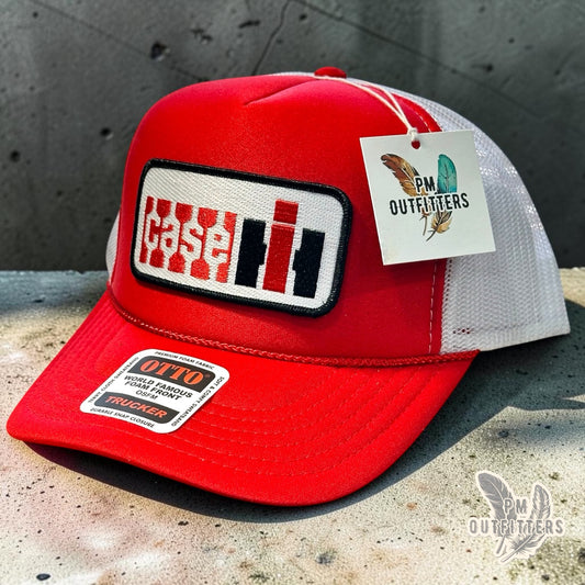 Case IH Trucker Hat – PM Outfitters Farm Equipment Patch | Otto Foam Front Red & White