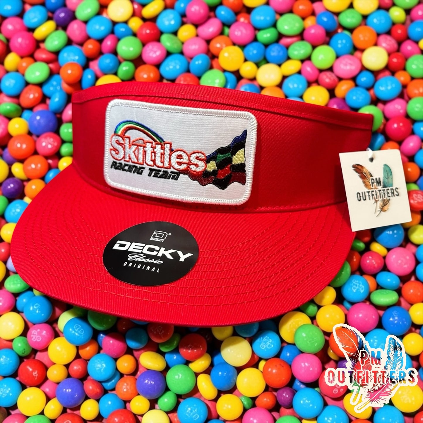 Skittles Racing Team Visor – PM Outfitters Retro Patch | Decky Red NASCAR Candy Heritage