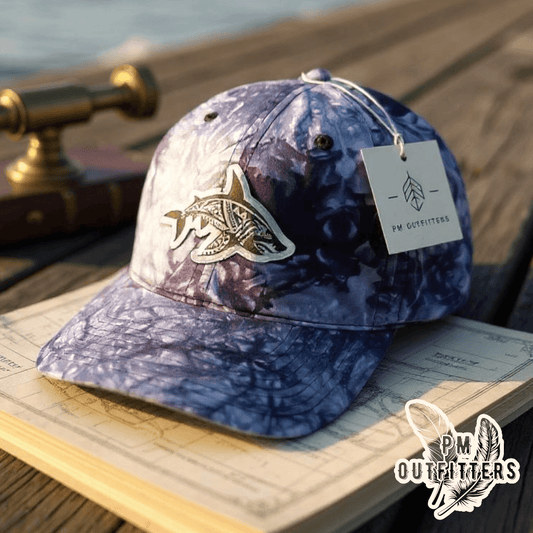 PM Outfitters Custom Design Holographic Tribal Shark Nautical Print Cap