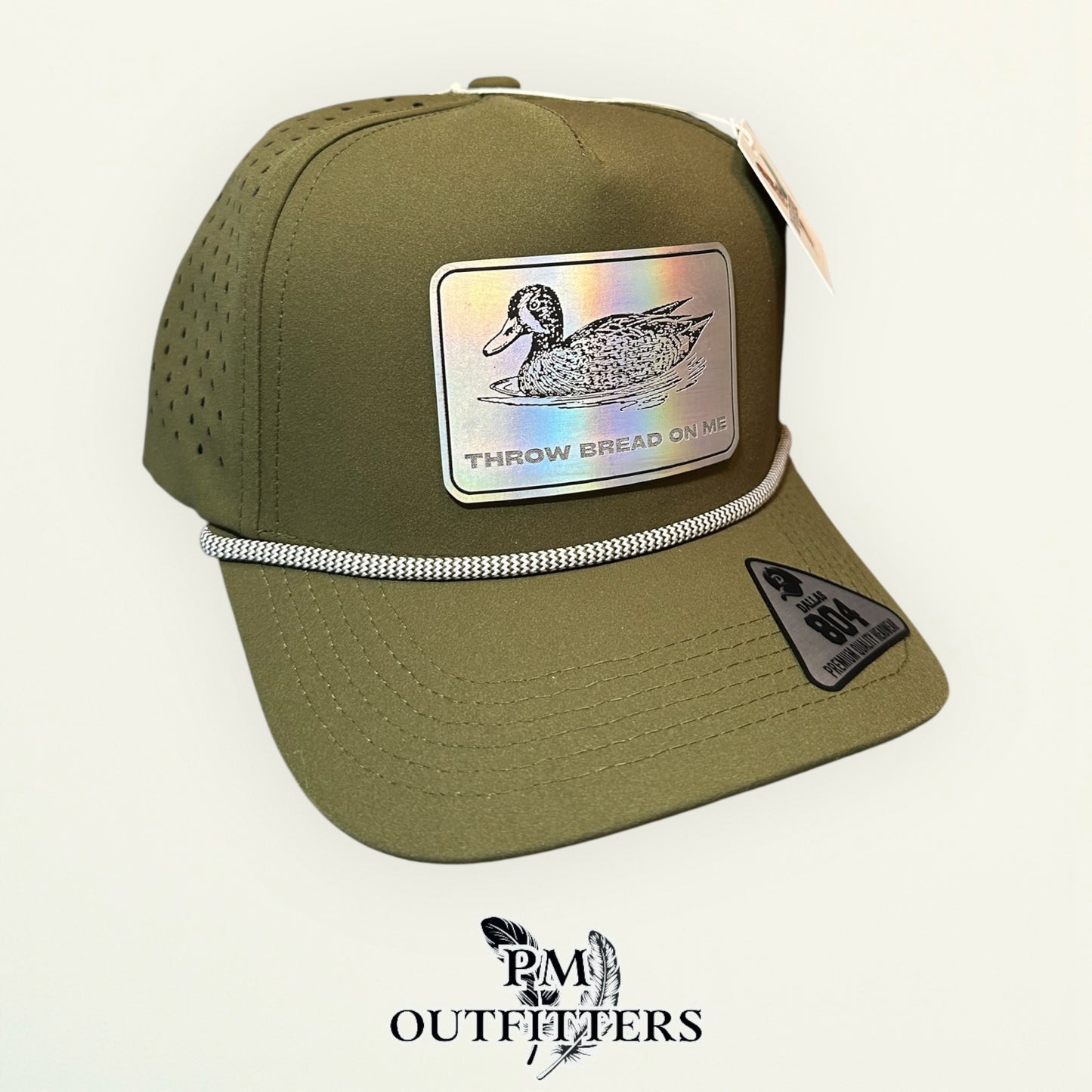 Throw Bread On Me Duck Hat  | PM Outfitters Holographic Laser Patch | Dallas 804 Olive Green Waterproof Rope