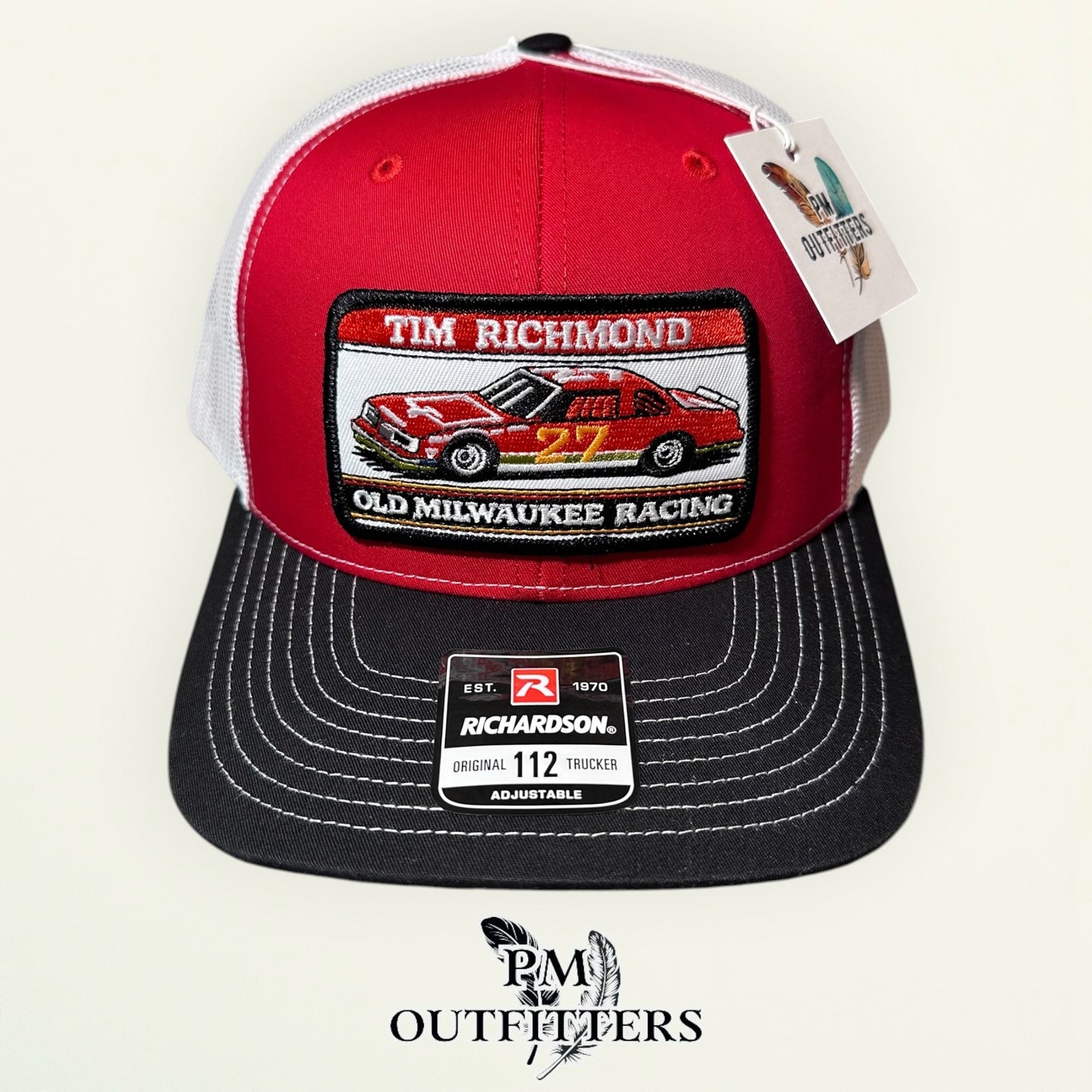 Tim Richmond #27 Old Milwaukee Racing Trucker Hat - PM Outfitters | Richardson 112 Red Black White NASCAR