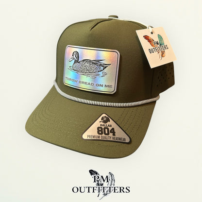 Throw Bread On Me Duck Hat  | PM Outfitters Holographic Laser Patch | Dallas 804 Olive Green Waterproof Rope