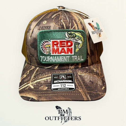 Red Man Chewing Tobacco Tournament Trail Patch Hat | Richardson 112 Realtree Max-7